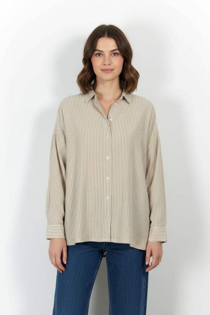 Chemise Rayée Beige et Blanche - Taille S/36 de la marque Orta | PARAD54925 - Vendu par Paradigme - Image 1