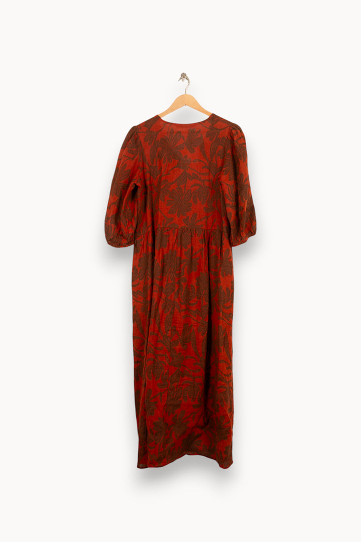 Robe Longue Orange et Marron - Taille M/38 de la marque La Fée Maraboutée | PARAD54943 - Vendu par Paradigme - Image 4