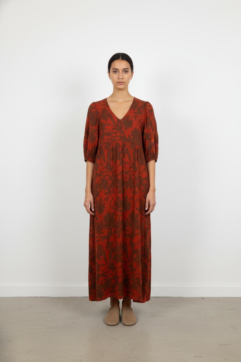 Robe Longue Orange et Marron - Taille M/38