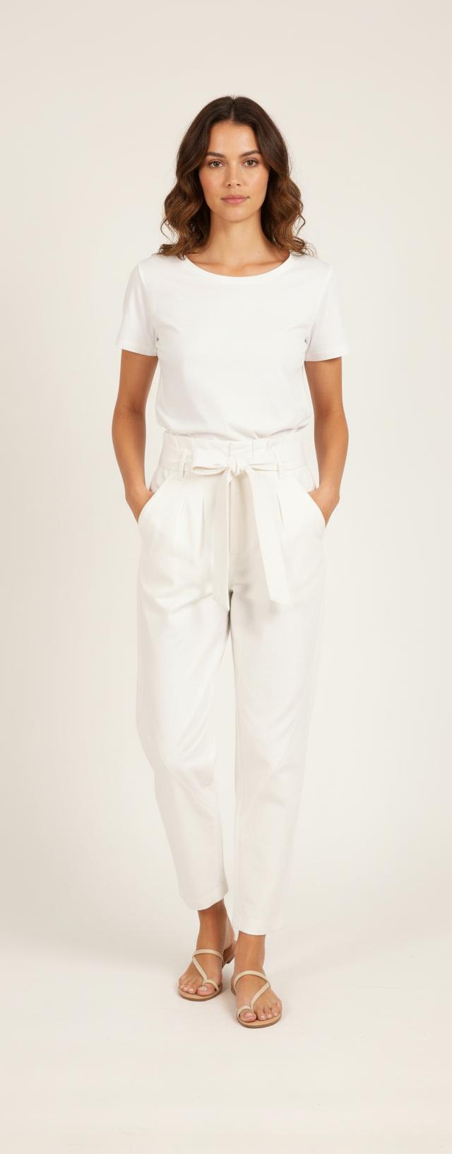 Pantalon Taille Haute Blanc - Taille XS/34