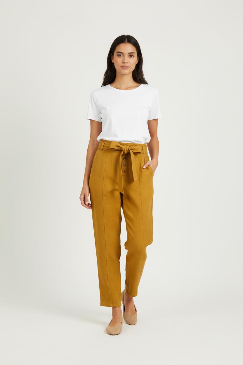 Pantalon Taille Haute Jaune - Taille S/36