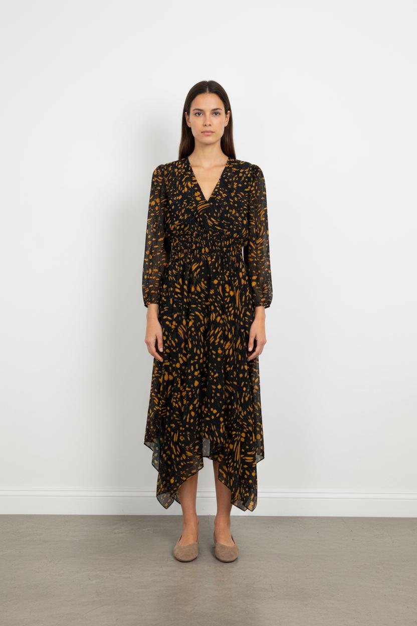 Robe Longue Noire et Jaune - Taille L/40