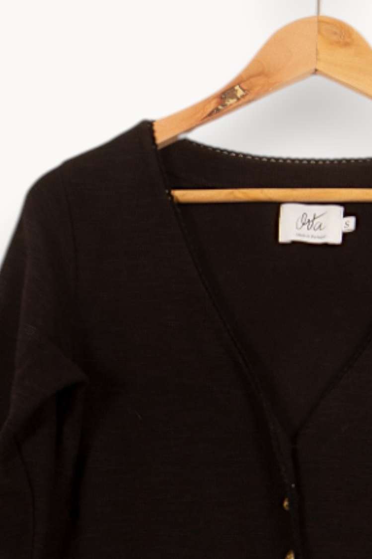 Robe Cache-Cœur Noire - Taille S/36 de la marque Orta | PARAD54979 - Vendu par Paradigme - Image 3
