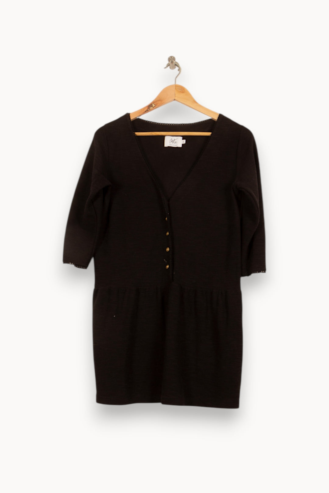 Robe Cache-Cœur Noire - Taille S/36 de la marque Orta | PARAD54979 - Vendu par Paradigme - Image 2