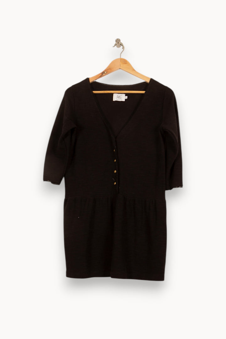 Robe Cache-Cœur Noire - Taille S/36 de la marque Orta | PARAD54979 - Vendu par Paradigme - Image 2