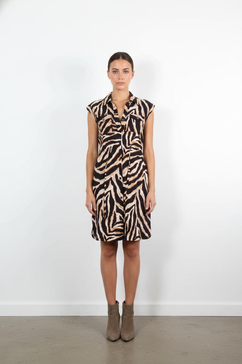 Robe Chemisier Noire et Marron - Taille L/40