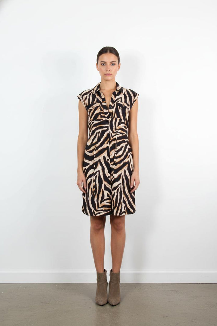 Robe Chemisier Noire et Marron - Taille L/40