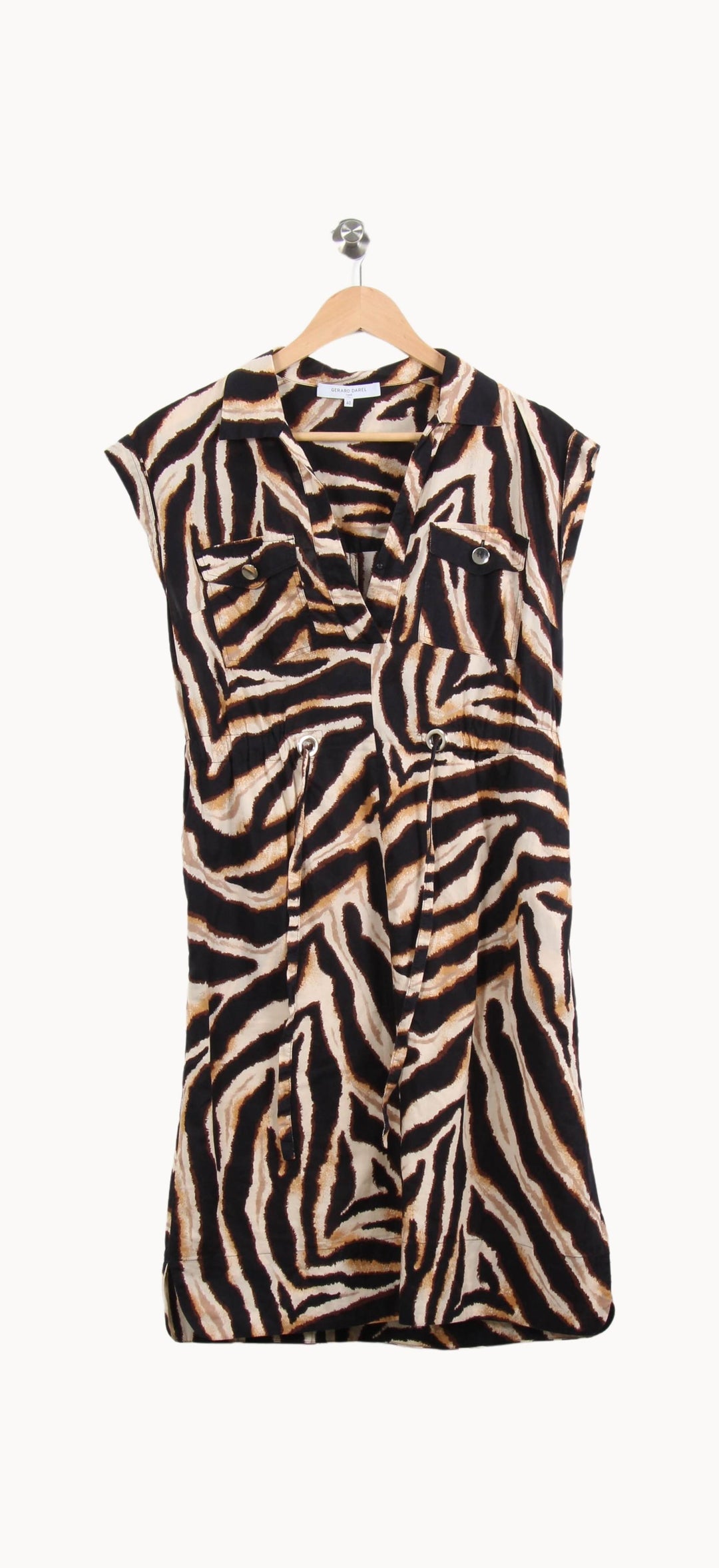 Robe Chemisier Noire et Marron - Taille L/40 de la marque Gerard Darel | PARAD54988 - Vendu par Paradigme - Image 2
