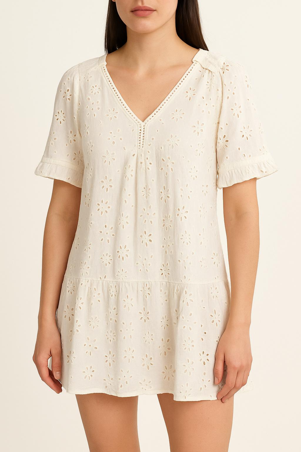 Robe Brodée Blanche - Taille M/38 de la marque Opullence | PARAD54990 - Vendu par Paradigme - Image 1