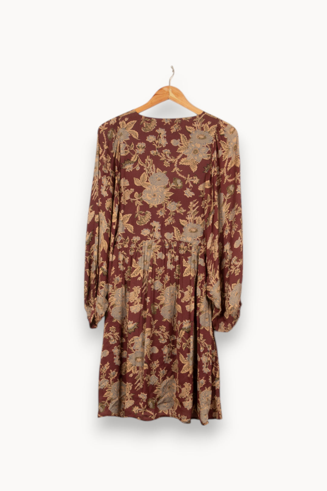Robe Fleurie Bordeaux et Beige - Taille S/36 de la marque Louise Misha | PARAD55019 - Vendu par Paradigme - Image 4