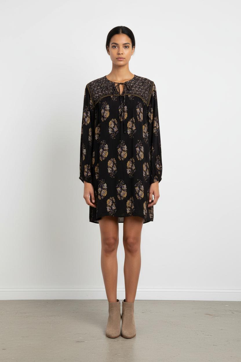 Robe Courte Noire et Beige - Taille S/36