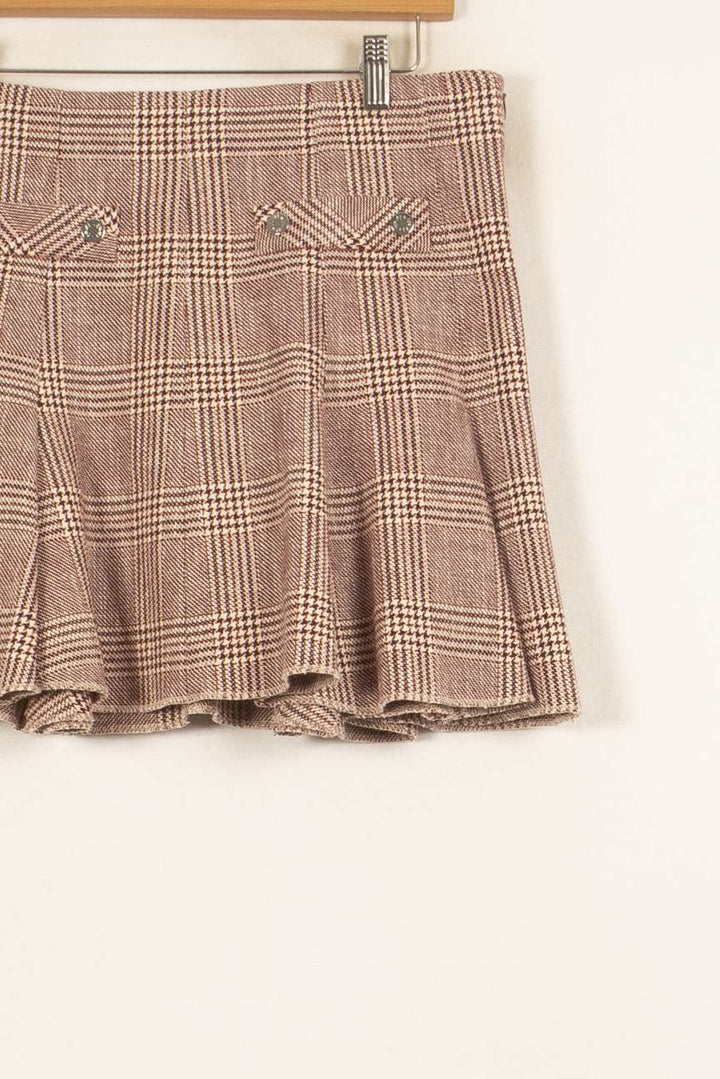 Jupe Plissée Carreaux Bordeaux et Beige - Taille L/40 de la marque Maje | PARAD55025 - Vendu par Paradigme - Image 3