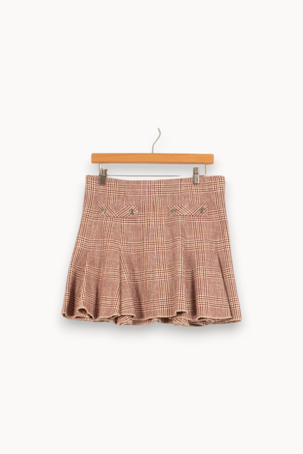 Jupe Plissée Carreaux Bordeaux et Beige - Taille L/40 de la marque Maje | PARAD55025 - Vendu par Paradigme - Image 2