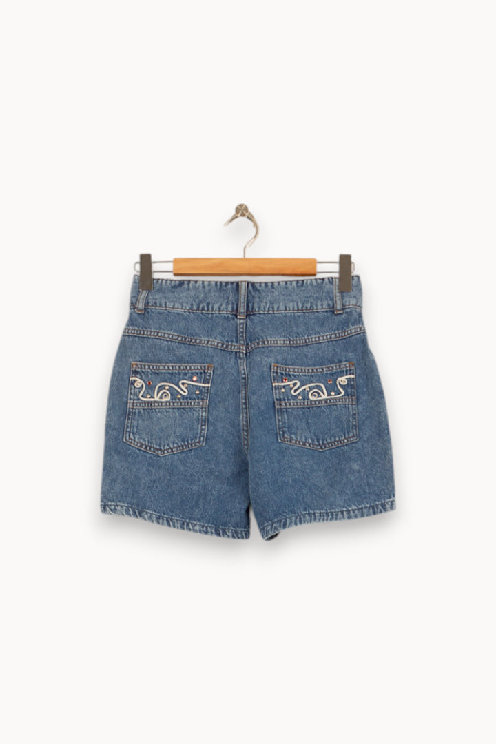 Short en Jean Bleu - Taille M/38 de la marque Claudie Pierlot | PARAD55028 - Vendu par Paradigme - Image 4