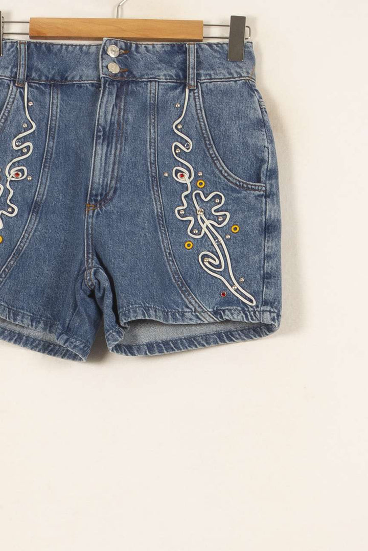 Short en Jean Bleu - Taille M/38 de la marque Claudie Pierlot | PARAD55028 - Vendu par Paradigme - Image 3