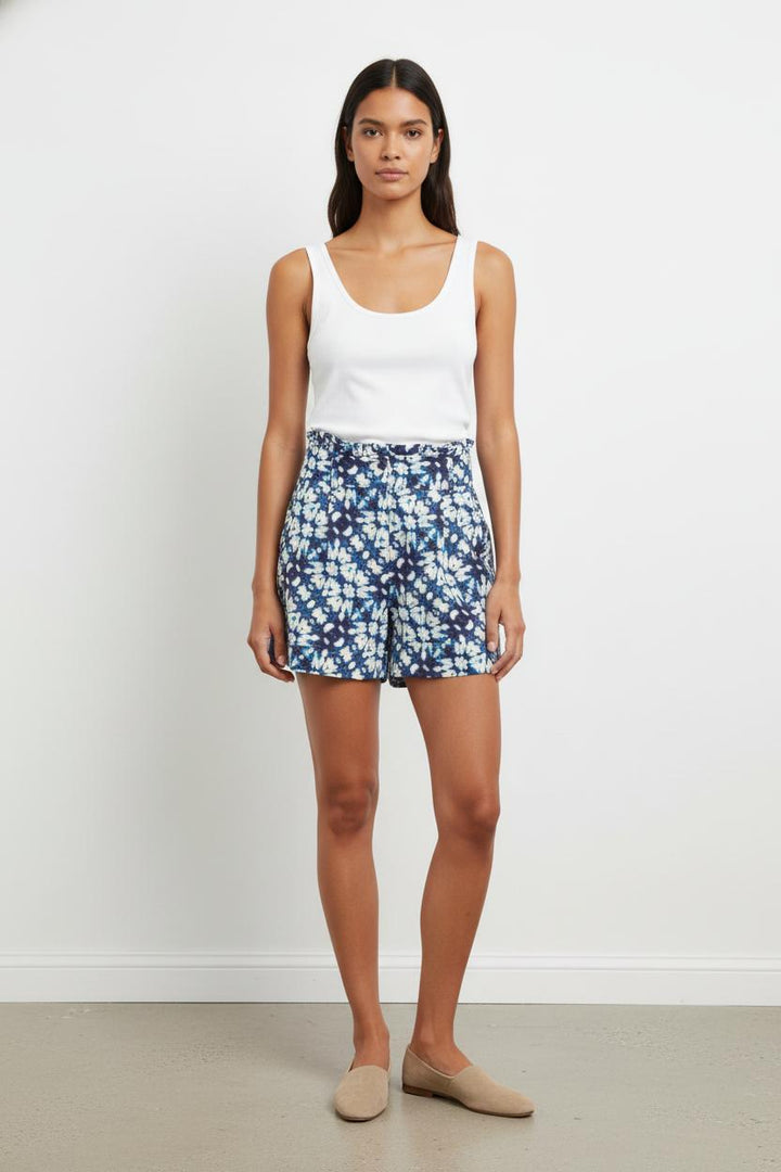 Short Fleuri Bleu et Blanc - Taille S/36