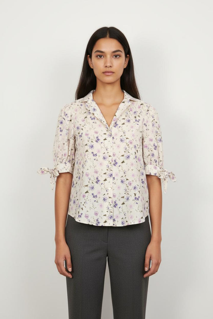 Blouse Écrue et Violette - Taille L/40