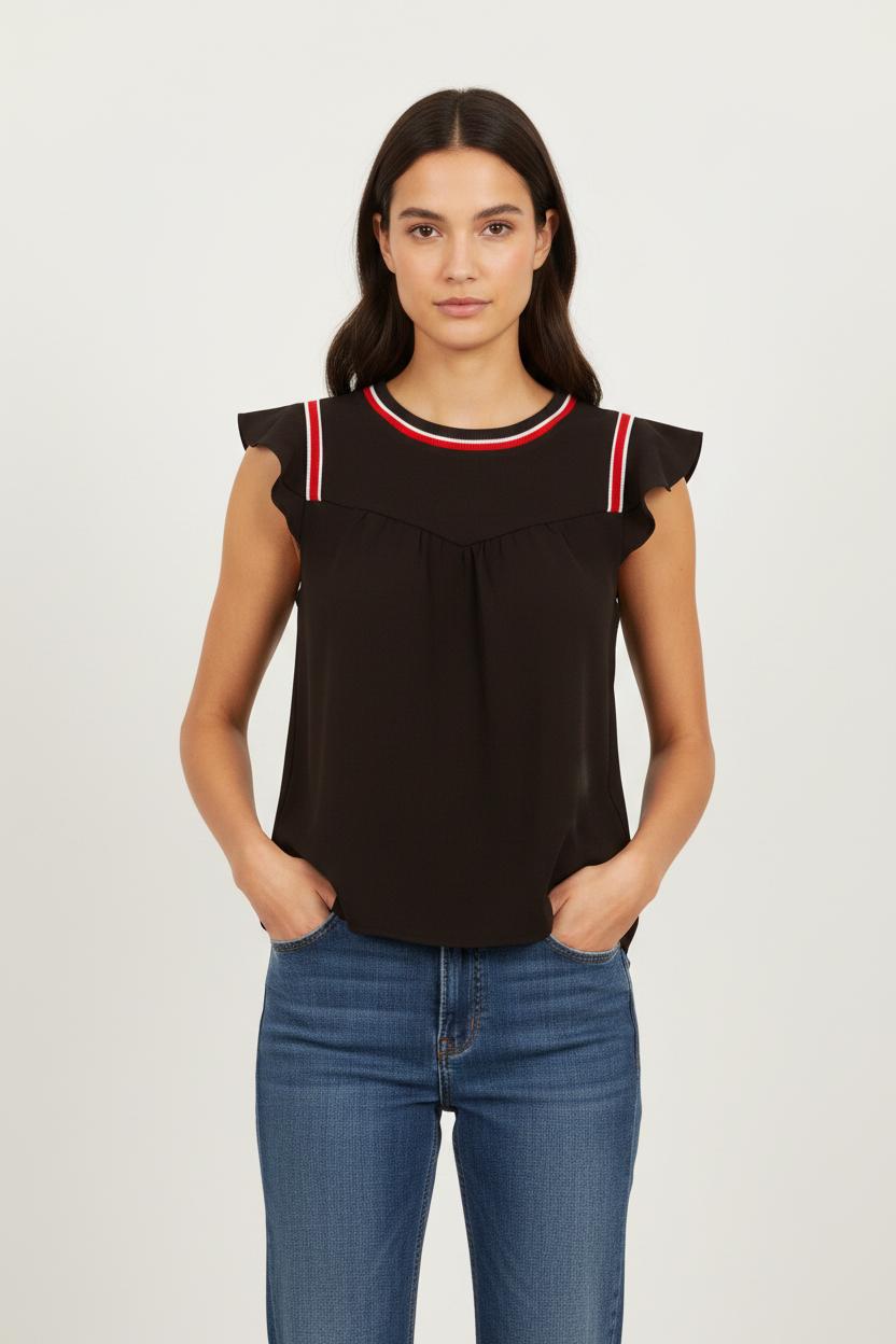 Blouse Noire et Rouge - Taille S/36