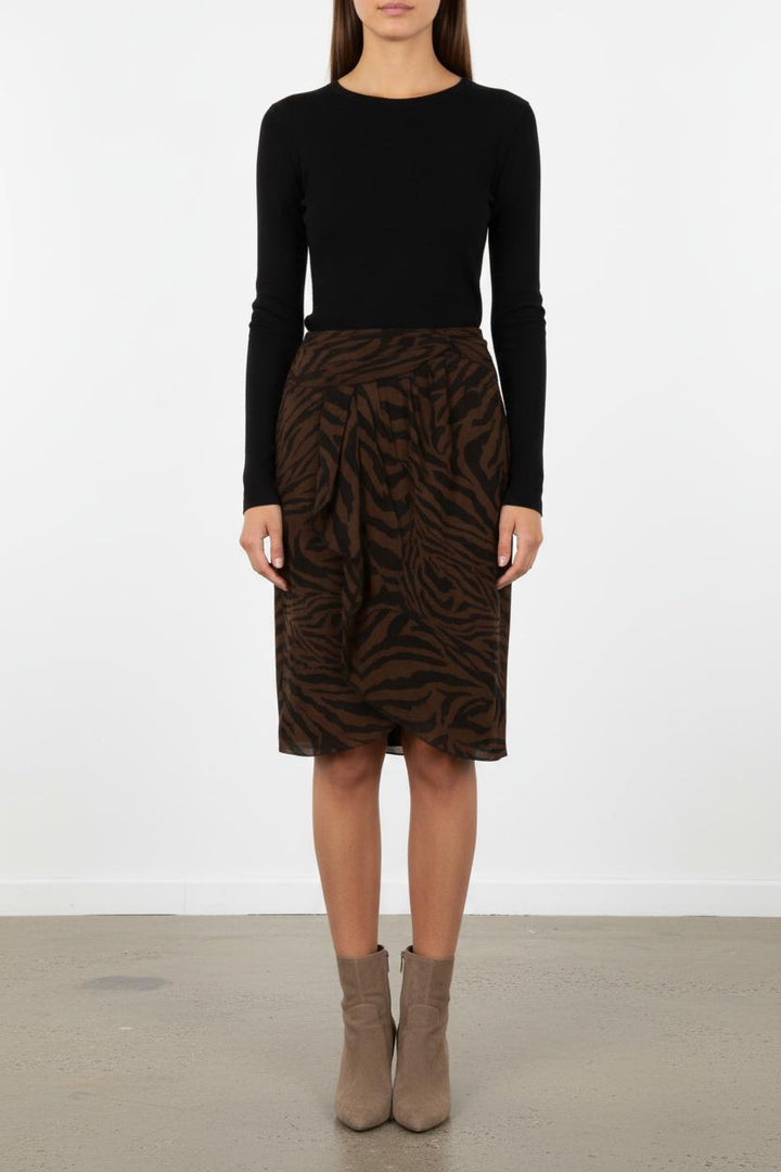 Jupe Imprimée Marron et Noire - Taille S/36