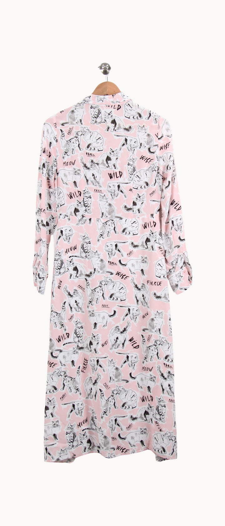 Robe chemise longue rose et blanche - Taille S/36 de la marque Claudie Pierlot | PARAD55091 - Vendu par Paradigme - Image 4