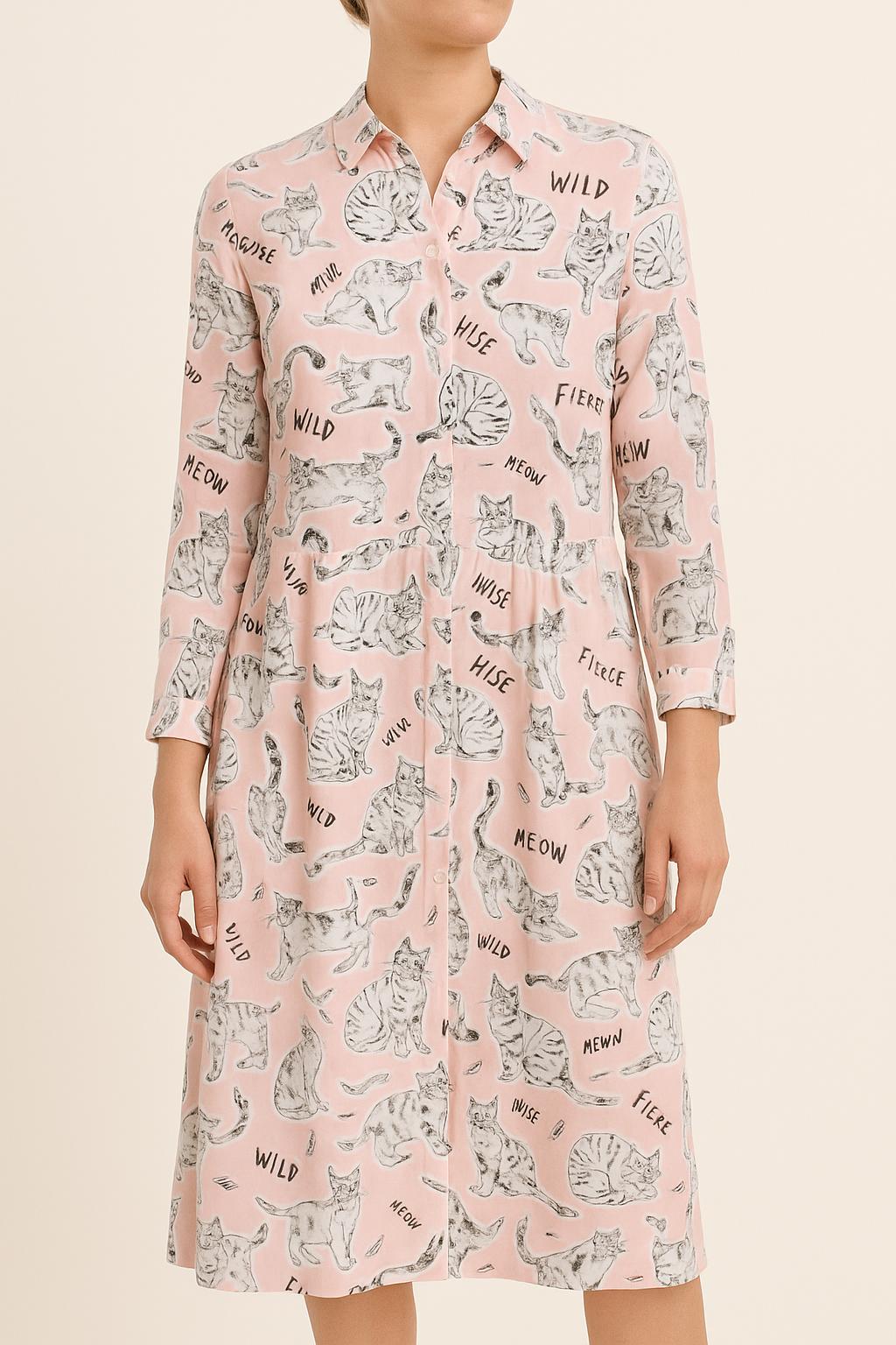 Robe chemise longue rose et blanche - Taille S/36 de la marque Claudie Pierlot | PARAD55091 - Vendu par Paradigme - Image 1