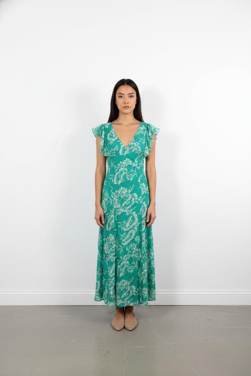 Robe Longue Verte et Blanche - Taille M/38