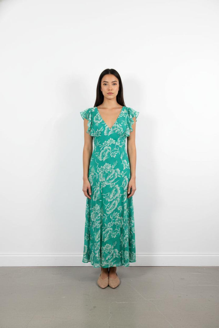 Robe Longue Verte et Blanche - Taille M/38