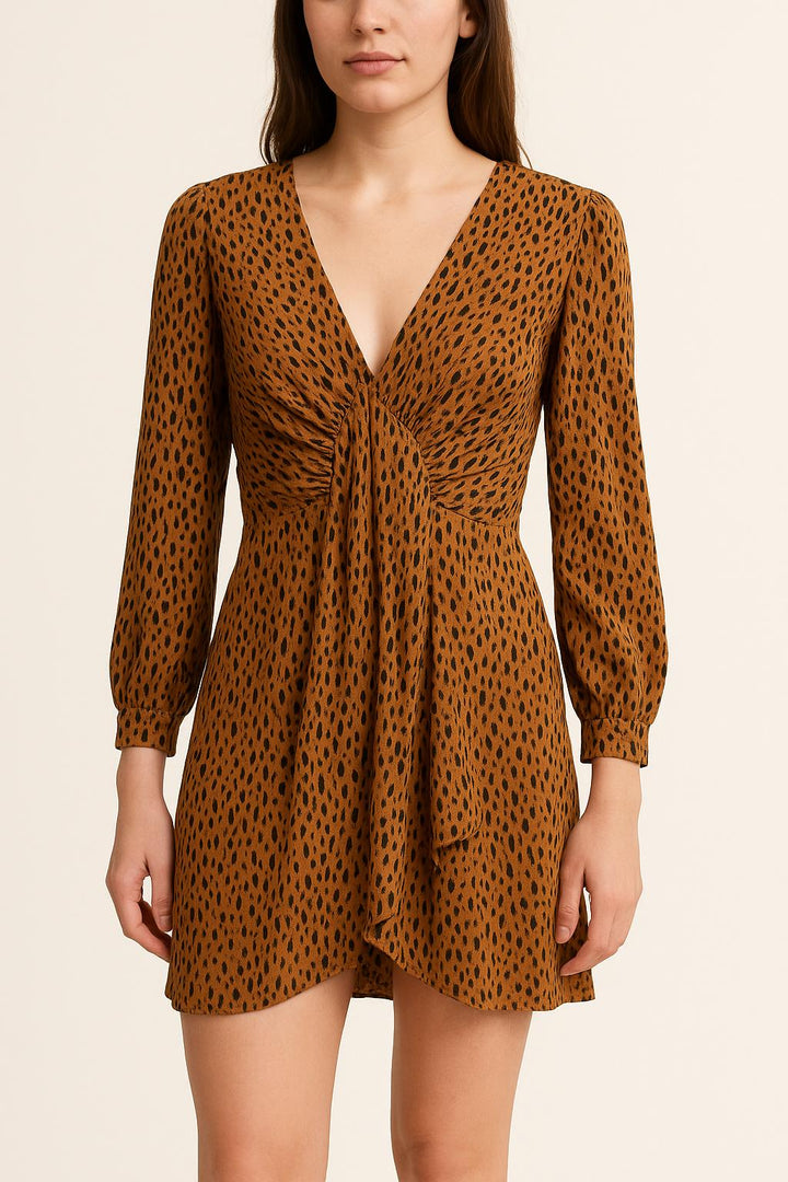 Robe Courte Marron et Noire - Taille S/36 de la marque Bizance | PARAD55112 - Vendu par Paradigme - Image 1