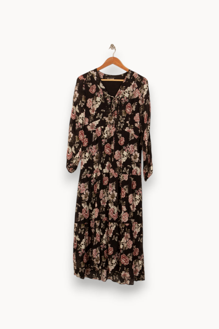 Robe Longue Noire et Fleurie - Taille M/38 de la marque IKKS | PARAD55138 - Vendu par Paradigme - Image 2