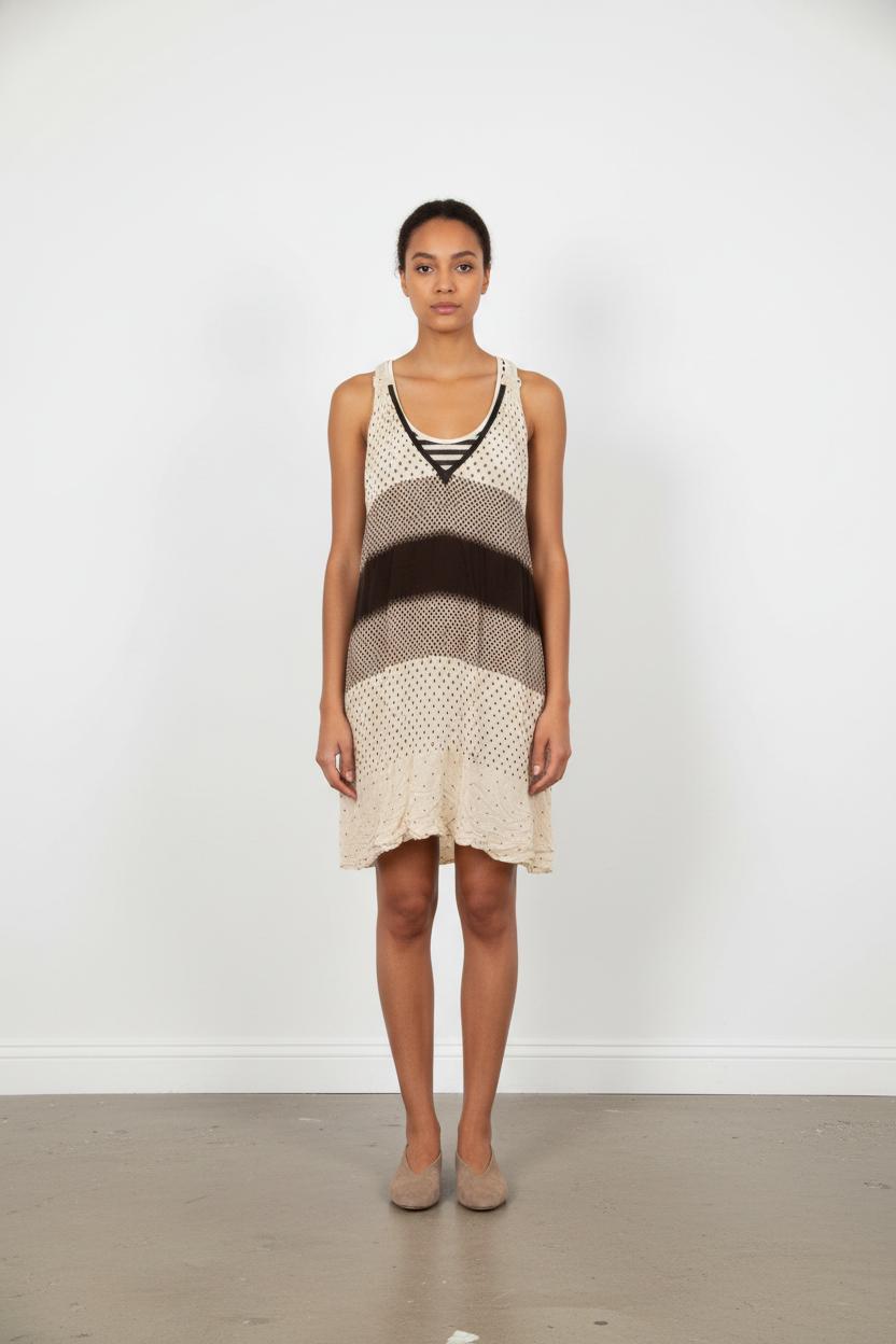 Robe Midi Beige et Noire - Taille XS/34