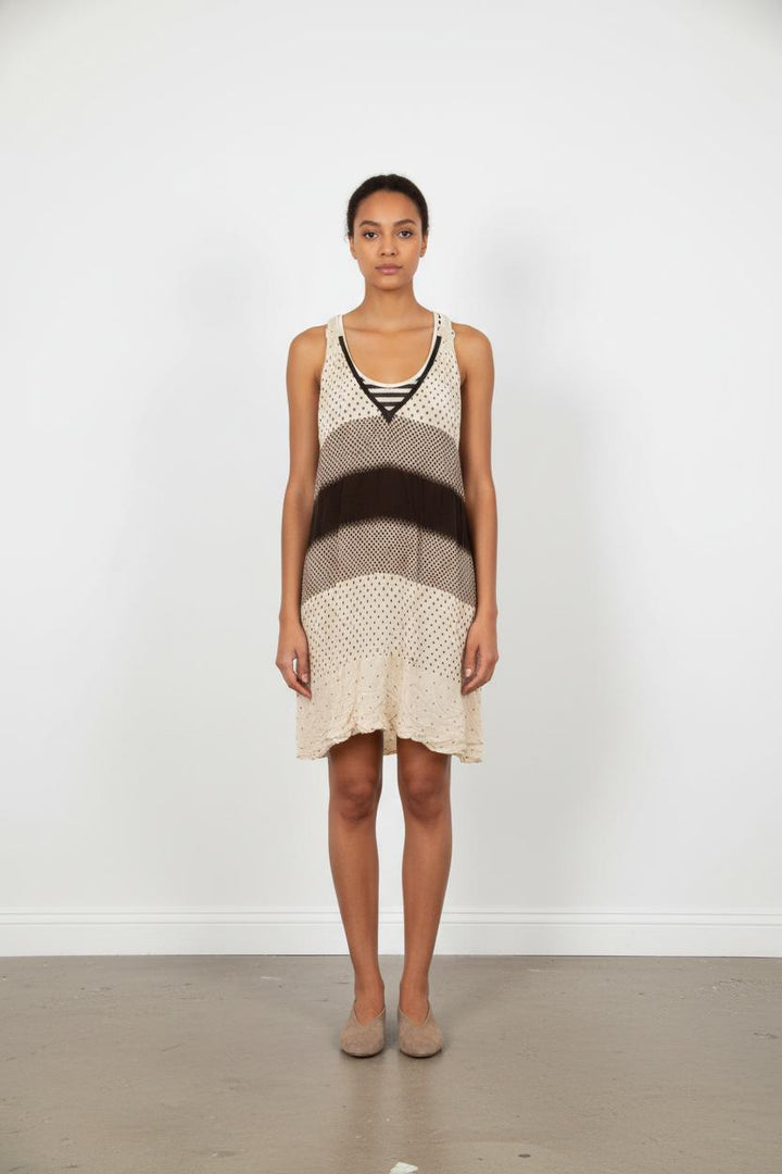 Robe Midi Beige et Noire - Taille XS/34