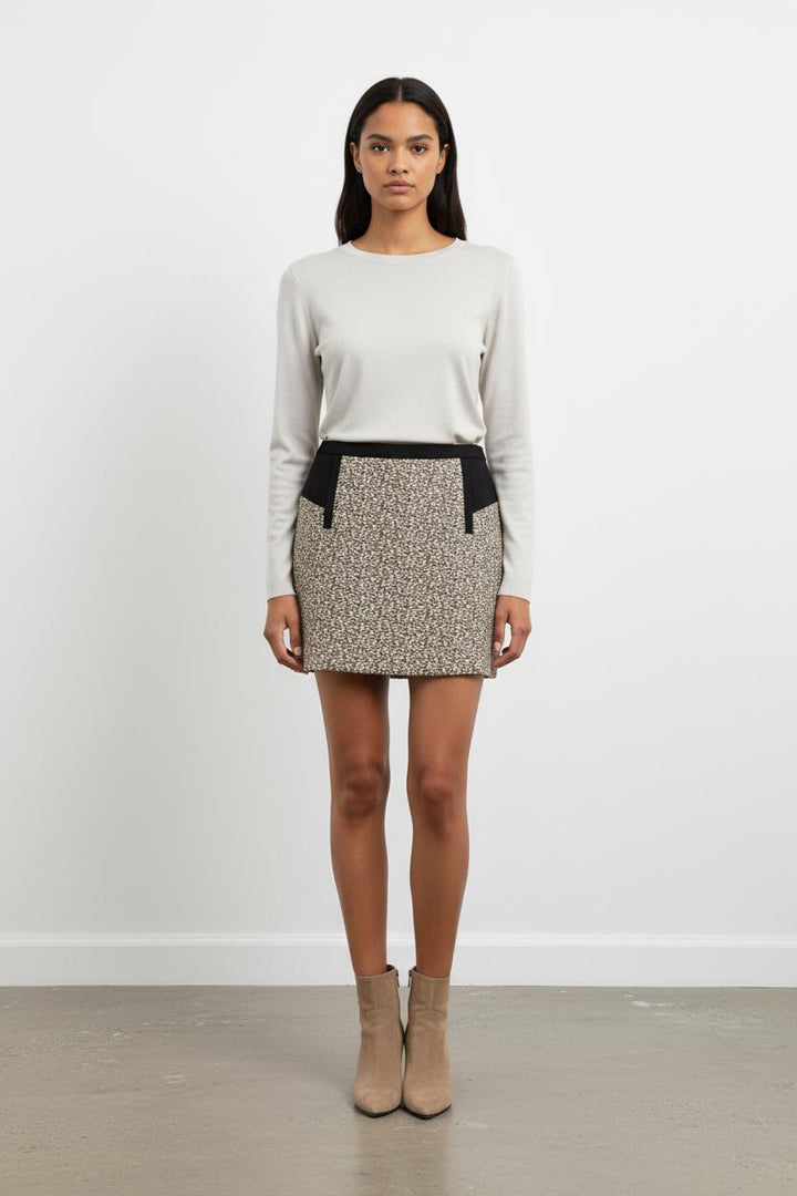 Jupe Courte Noire et Beige - Taille L/40