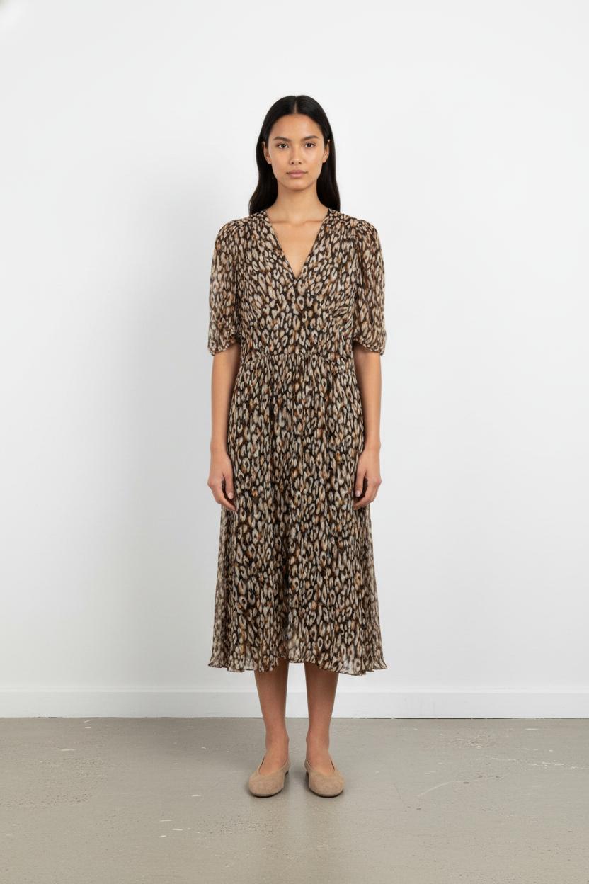 Robe Midi Marron et Beige - Taille M/38