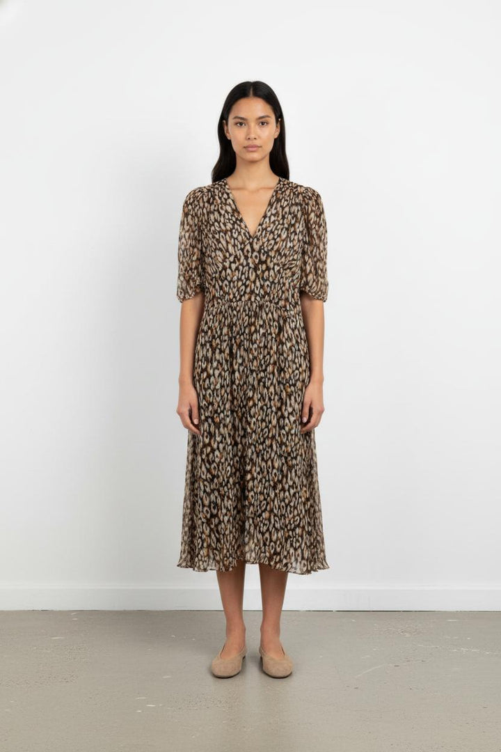 Robe Midi Marron et Beige - Taille M/38