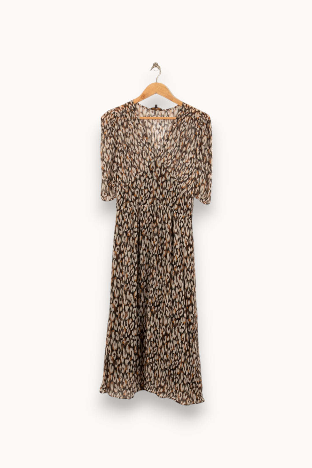 Robe Midi Marron et Beige - Taille M/38 de la marque Caroll | PARAD55162 - Vendu par Paradigme - Image 2