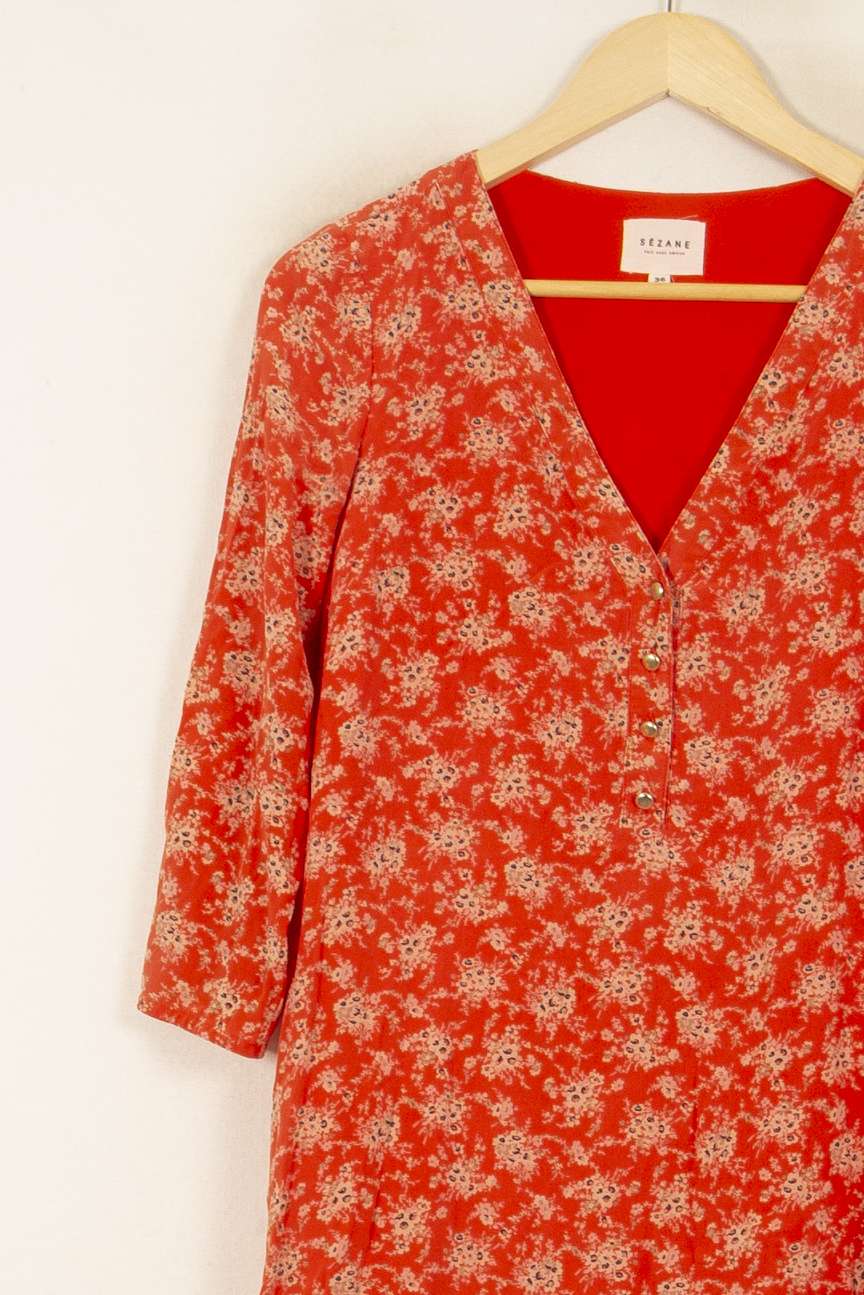 Robe Fleurie Rouge et Blanche - Taille S/36 de la marque Sézane | PARAD55164 - Vendu par Paradigme - Image 3