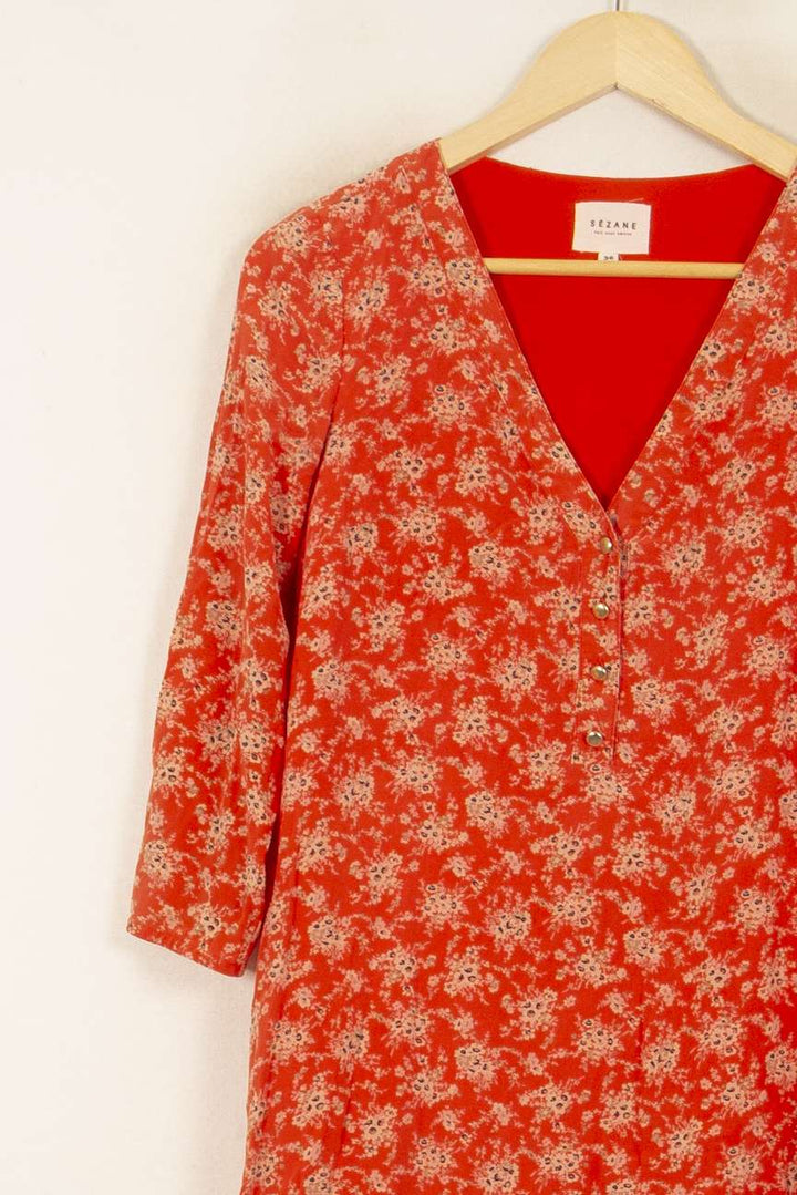 Robe Fleurie Rouge et Blanche - Taille S/36 de la marque Sézane | PARAD55164 - Vendu par Paradigme - Image 3