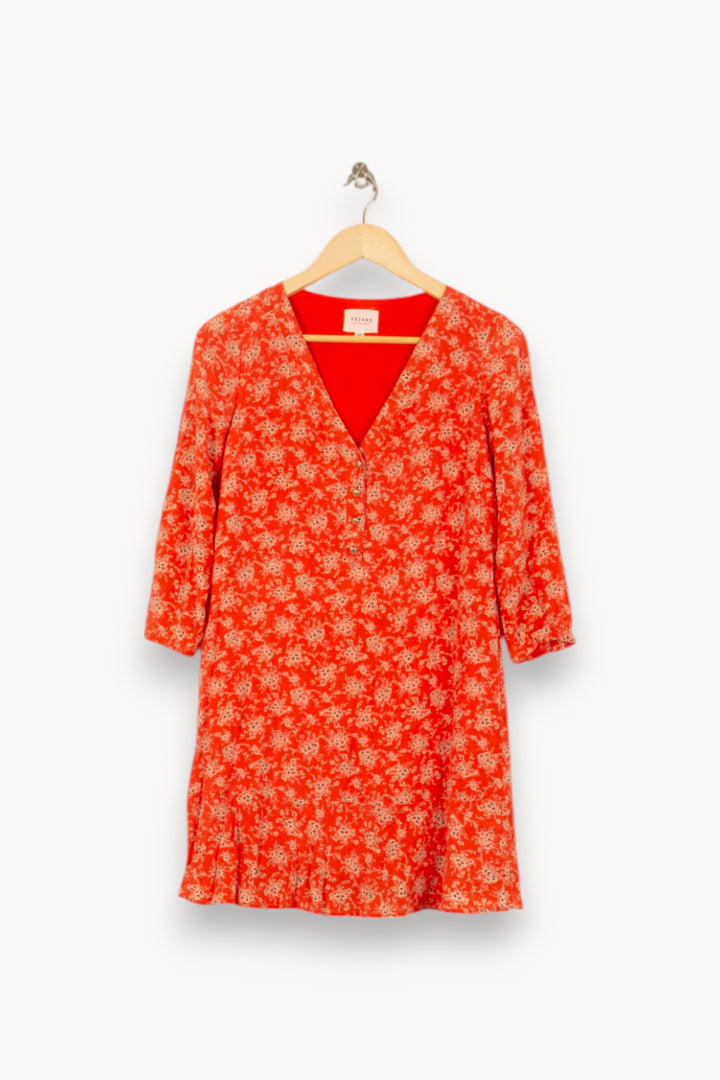 Robe Fleurie Rouge et Blanche - Taille S/36 de la marque Sézane | PARAD55164 - Vendu par Paradigme - Image 2