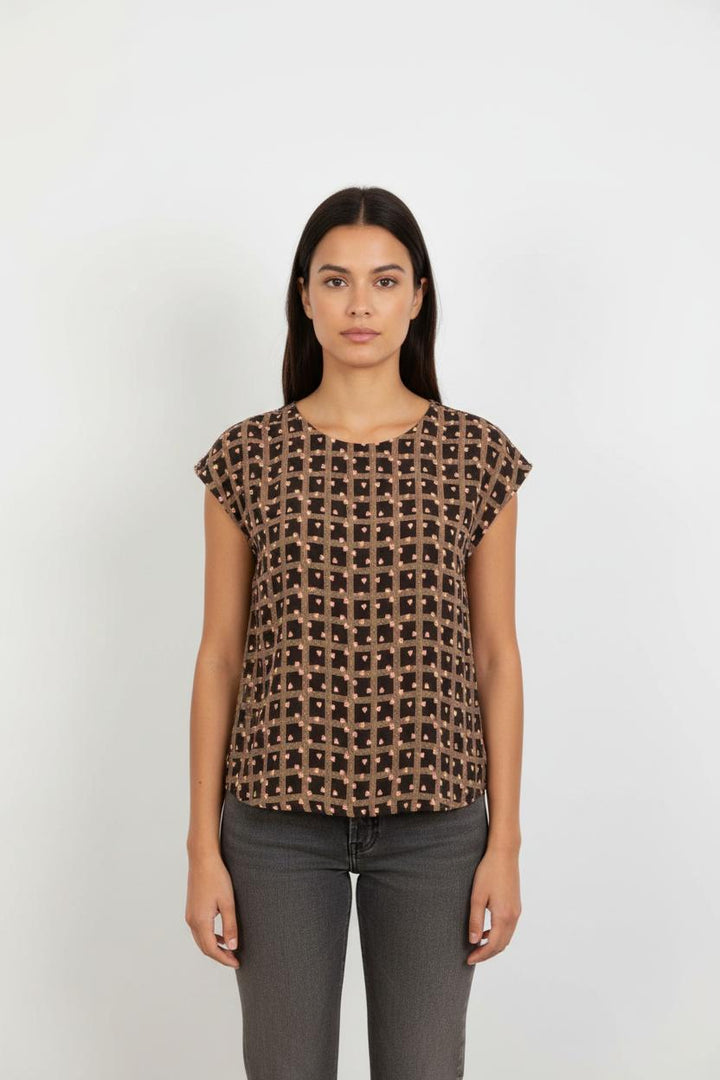 Blouse Noire et Beige - Taille M/38