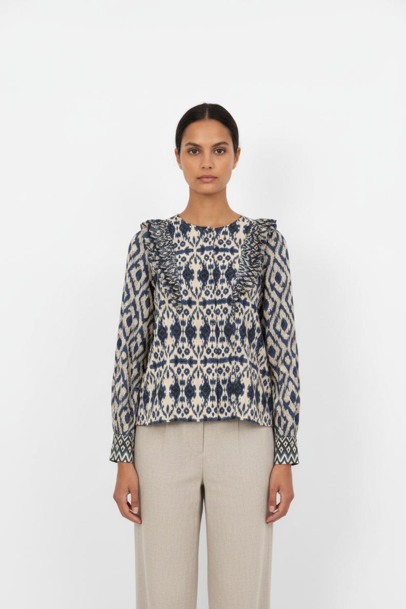 Blouse Bleu et Blanc - Taille S/36