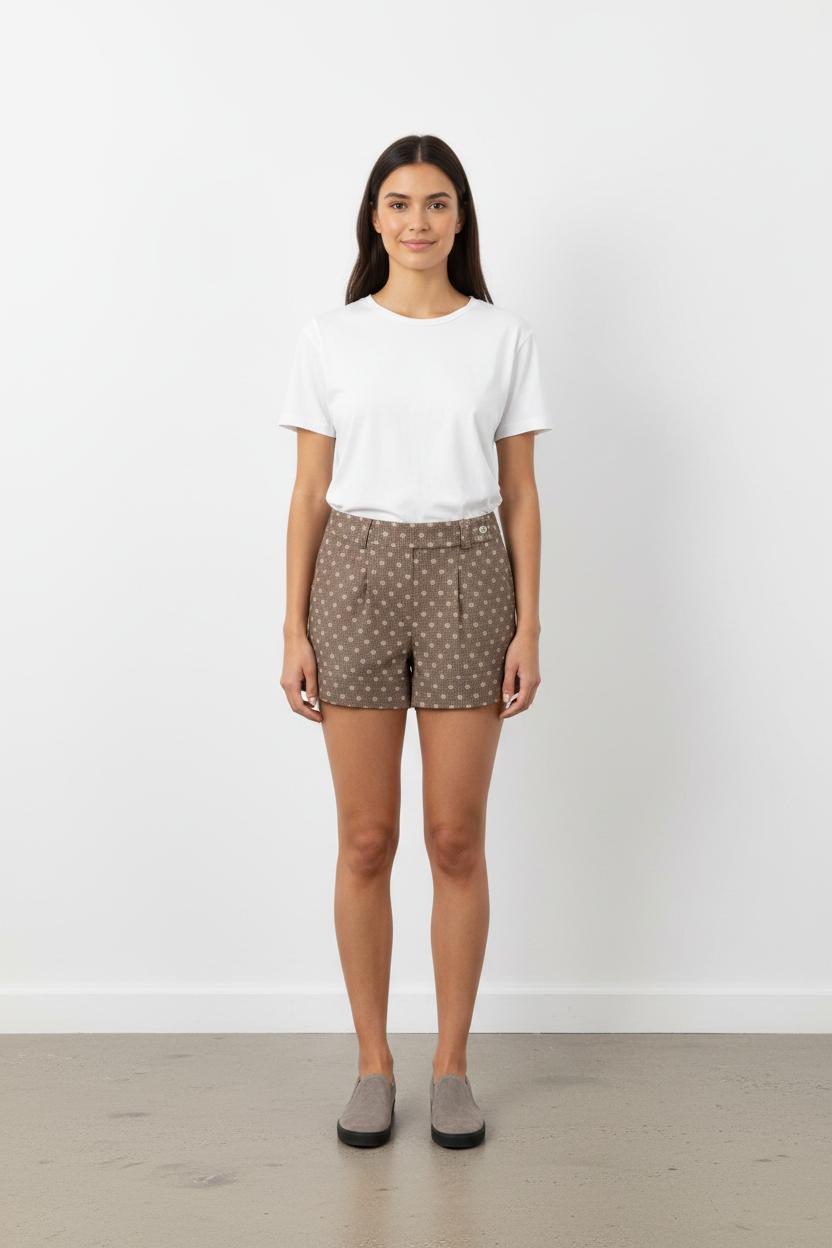 Short Marron à Motifs Beiges - Taille S/36