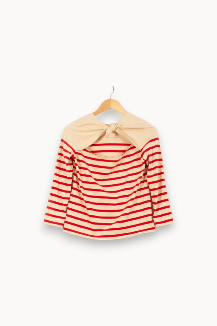 Marinière Rouge et Beige - Taille S/36 de la marque Sézane | PARAD55171 - Vendu par Paradigme - Image 4