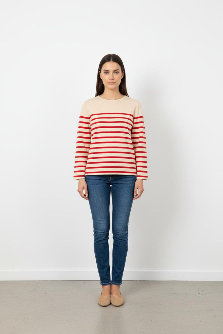 Marinière Rouge et Beige - Taille S/36