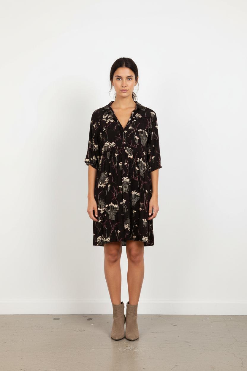 Robe Fleurie Noire - Taille XS/34