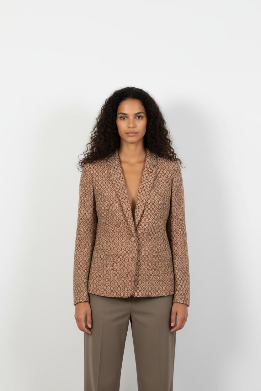 Veste de tailleur Bordeaux et Beige - Taille M/38