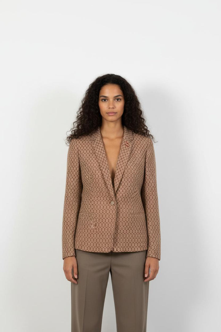 Veste de tailleur Bordeaux et Beige - Taille M/38
