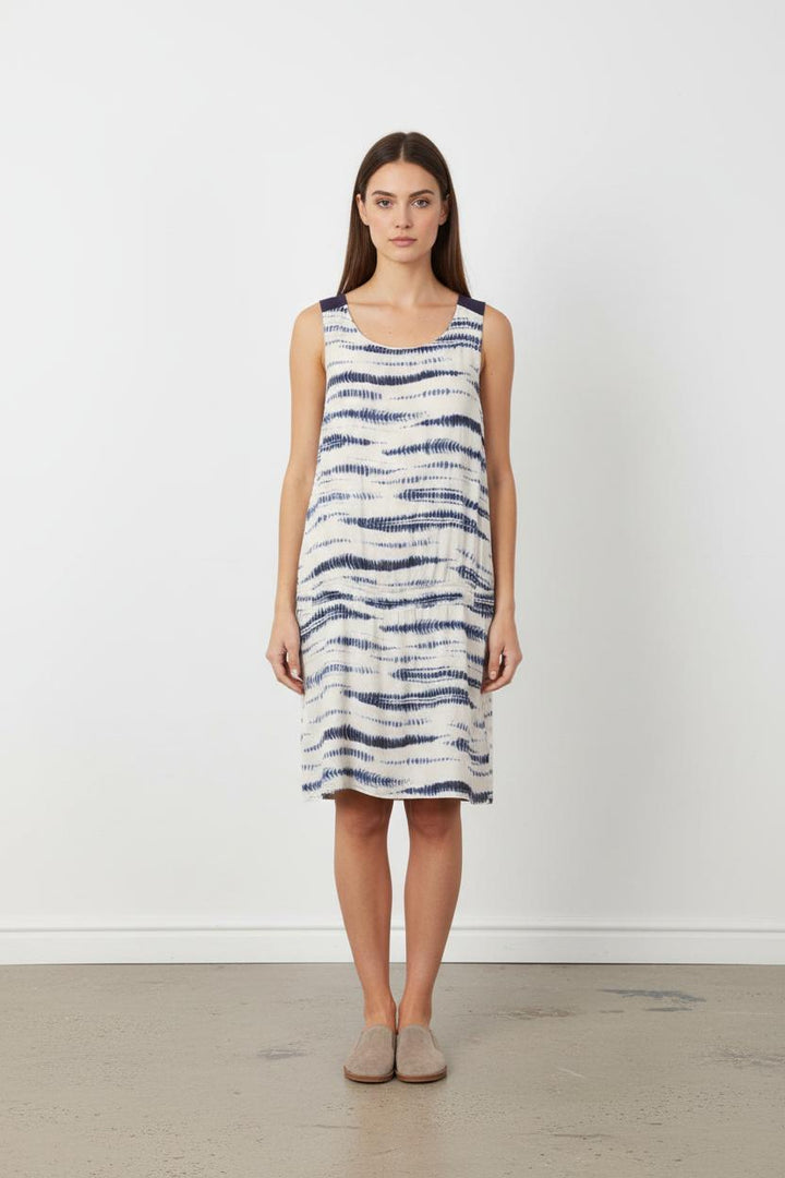 Robe Sans Manches Blanche et Bleue - Taille S/36