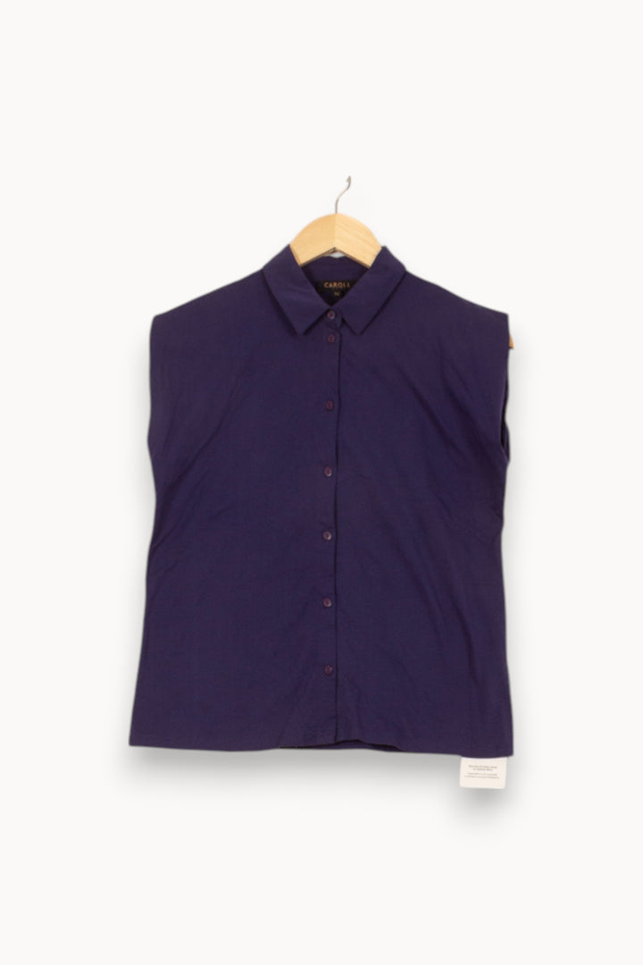 Chemisier Sans Manches Bleu - Taille XS/34 de la marque Caroll | PARAD55186 - Vendu par Paradigme - Image 2