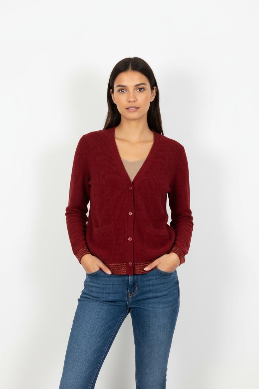 Cardigan Bordeaux - Taille XS/34