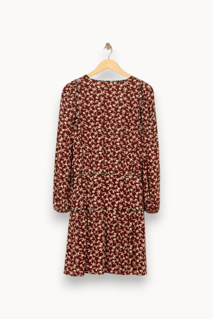 Robe Fleurie Bordeaux et Écru - Taille M/38 de la marque ba&sh | PARAD55206 - Vendu par Paradigme - Image 4